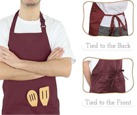 Tablier de cuisine unisexe noir en coton tissé et polyester avec logo personnalisé pour le personnel de ménage de l'hôtel, bavoir de cuisine pour hommes et femmes