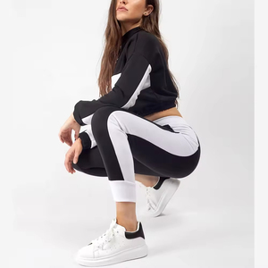 Conjunto de Yoga de 2 Piezas para Mujer, Top Regular con Bloques de Color, Leggings de Cintura Alta, Largo Completo, Poliéster y Algodón, Antiolor, con Bolsillos, Ropa Deportiva - Product Image 6