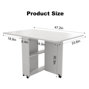 Small <b>Spaces</b> Folding Drop Leaf <b>Dining</b> <b>Table</b> 6 Wheels 2 Layer Storage Shelf 47.2 Inch Diameter 23.6 Inch H <b>Space</b> <b>Saving</b> 47.2 Inch - Product Image 2