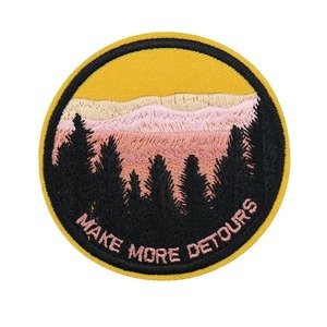 Circular Eco-Friendly Nonwoven Felt Embroidered <b>Patch</b> with Mountain Scene Design-Heart Resin <b>Sew</b>-<b>On</b> Fabric Badge for Hats - Product Image 1