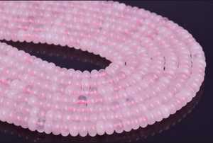 Natural <b>Rose</b> Quartz Polished Rondelle Beads <b>Light</b> Pink Loose for Jewelry Making IGI Certified Aligemstones B2B Wholesale - Product Image 1