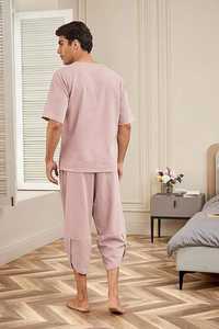 Conjuntos de Shorts de Fibra de Bambú Casuales de Verano para Hombre, Trajes Deportivos Sólidos con Camiseta, 2 Piezas, Ropa Deportiva de Punto de Secado Rápido - Product Image 3