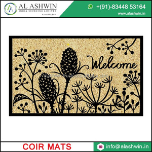 Tapis de porte modernes faits à la main en fibre de coco d'Inde Tapis tissés tuftés blanchis imprimés avec support en PVC Tapis d'extérieur durable et lavable - Product Image 6