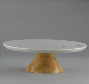 Excellent White <b>Marble</b> <b>Cake</b> <b>Stand</b> Platter Wood Base Eco-Friendly Natural Acacia Wood & <b>Marble</b> <b>Cake</b> <b>Stand</b> - Product Image 6
