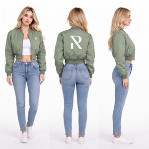 Chaqueta Bomber Corta para Mujer con Logotipo Personalizado, Chaqueta de Nailon a la Moda, Chaqueta Corta de Estilo Urbano para Mujer, Chaqueta Ligera Tipo MA Flight - Product Image 5