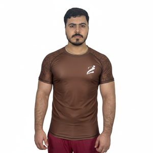 เสื้อแรชการ์ดแขนสั้นสำหรับวิ่งออกกำลังกายและเล่นกีฬา ผลิตตามสั่งขายส่ง แห้งเร็ว ผลิตจากโพลีเอสเตอร์ สำหรับผู้ชาย - Product Image 1