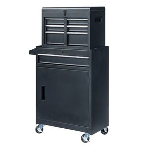 Chariot à outils en acier noir avec 7 tiroirs et roulettes, établis roulants et boîtes à outils personnalisables OEM - Product Image 3