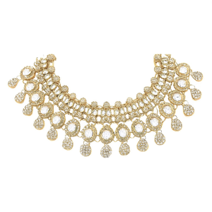 Collar de Gargantilla con Diseño de Perlas de Rubí, Diamantes de Imitación y Cristales, Patrón de Gota de Agua, Dorado, Elegante y Moderno, para Regalo de Boda - Product Image 2