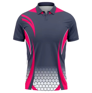 <b>Men's</b> Short Sleeve Polo Shirt Geometric Print Pink Gray Quick Dry Knitted Polyester Sporty Regular Fit - Product Image 1