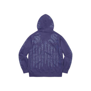 Sweat à capuche zippé tendance pour homme, violet, avec strass, en coton épais, orné de cristaux scintillants, style streetwear Y2K, graphique, coupe oversize - Product Image 2
