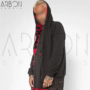 Sweat à capuche réversible à motif géométrique tendance, lavable en machine, personnalisable par sublimation, fermeture éclair intégrale, tissu double couche - Product Image 5