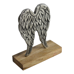 Sculpture décorative en métal en forme de feuille avec base en bois, argent brillant, accessoires et ornements de Noël pour table, prix de gros - Product Image 5