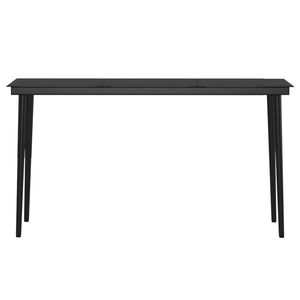 Ensemble de salle à manger de jardin en rotin PE noir et acier thermolaqué avec plateau en verre - Product Image 6