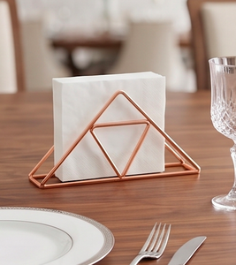 Portarrollos de Metal Moderno con Diseño Geométrico Triangular, Acabado en Oro Rosa, Soporte para Servilletas Independiente para Decoración del Hogar - Product Image 4