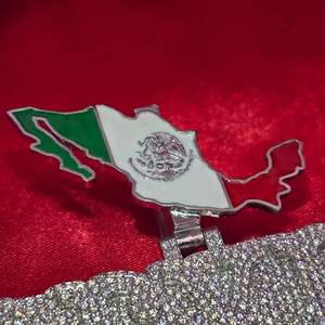Colgante de Plata 925 con Mapa de México Personalizado, Letra VVS, Moissanita, Estilo Hip Hop, Joyería para Regalo de Aniversario y Fiesta - Product Image 2