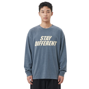 T-shirts en coton de qualité supérieure pour hommes, avec slogan graphique incurvé, bleu ardoise, col rond, décontractés, chauds - Product Image 1