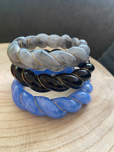 Las Mejores Pulseras de Resina Trenzada de Moda en Azul, Negro y Gris con Detalles en Dorado, Joyería de Moda Unisex para Fiestas y Bodas - Product Image 1