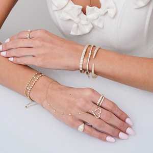 สร้อยข้อมือ Diamond Station แบบ Paperclip Chain ขนาด 7 นิ้ว ทรงกลม ตัดแบบ Round Cut เพชรเลี้ยงในห้องปฏิบัติการ ตัวล็อกแบบ Lobster คลาสสิก เครื่องประดับคุณภาพสูง สำหรับใส่ทุกวัน ทองคำแท้ 14K - Product Image 4