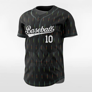 Maillot de baseball noir personnalisé à motif gouttelettes coloré, sublimé, à manches courtes, respirant et anti-humidité, uniforme d'équipe - Product Image 1