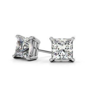 Pendientes de oro de 18k con diamantes auténticos, corte princesa, diamantes VS1, joyería para mujer, regalo, recuerdo de compromiso - Product Image 2