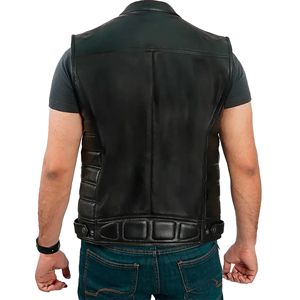 Mens Motorcycle Leather <b>Vest</b> Genuine Cowhide Biker <b>Vest</b> Men Riding Waistcoat Custom Logo Leather <b>Vest</b> - Product Image 2