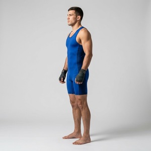 Nouveaux maillots de lutte pour hommes, vêtements de combat, impression par sublimation personnalisée, séchage rapide, ajustés, polyester 140g - Product Image 4