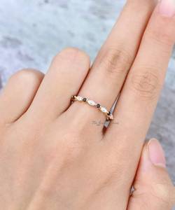 Elegant Moissanite Diamond Eternity <b>Ring</b> Sterling <b>925</b> <b>Silver</b> Premium Unique Black Onyx Half eternity <b>ring</b> Wedding Anniversary - Product Image 5
