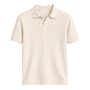 Polo de punto de algodón a rayas para hombre, manga corta, textura acanalada premium, corte ajustado, informal, elegante, para verano, transpirable, al por mayor - Product Image 1