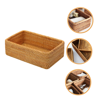Panier en rotin naturel tissé à la main, organisateur de rangement en osier durable pour la salle de bain, le bureau et la décoration intérieure