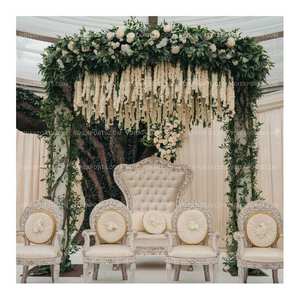 Premium Maharaja-Style Wedding Stage Seating Traditional <b>Gold</b> Leaf Throne Chairs Majestic Hand-Carved Royal Accent Chair Set - Product Image 1