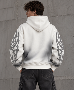 Sweat-shirt à capuche oversize pour homme, imprimé aigle blanc, en coton French Terry, décontracté, avec poches, respirant, coupe hiver - Product Image 2