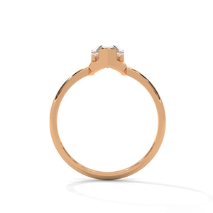 Pear Cut Lab Grown Diamond Engagement <b>Ring</b> Rose Gold Bezel <b>Set</b> Wedding Band for Women - Product Image 2