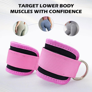 Pink Nylon <b>Ankle</b> Straps With Metal Ring For Fitness Exercise Comfortable Elastic <b>Support</b> All Seasons Use - Product Image 5