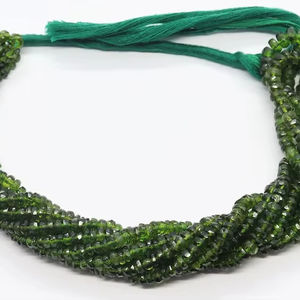 Cuentas facetadas de diopsido cromado natural AAA de 3.5-4 mm, cuentas de diopsido cromado verde de 17 pulgadas para la fabricación de joyas. - Product Image 1