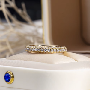 Women's Yellow Gold Round Brilliant Cut Diamond <b>Ring</b> Classic Wedding Band G Color Natural Stones - Product Image 4