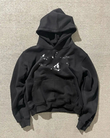 Sweat-shirt à capuche personnalisé en coton molletonné couleur unie, style décontracté pour l'automne, avec poches et effet délavé à l'acide