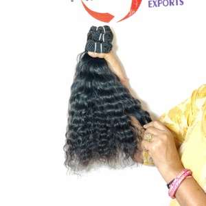 Extensiones de cabello humano de onda profunda de doble trama, máquina de fabricación mayorista sin procesar alineada con cutícula de color natural indio - Product Image 3