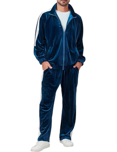 Unisex Velour Tracksuit Set Custom Design <b>Hoodie</b> Jacket Jogger Pants Casual Fashion Wear - Product Image 2