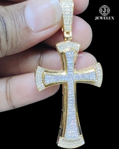 Colgante de Cruz de Plata 925 Chapado en Oro de Lujo Estilo Hip Hop, Pieza Destacada de Proveedor Indio - Product Image 3