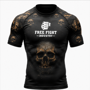 T-shirt de compression MMA à manches courtes pour homme, en tissu polyester/nylon écologique respirant à séchage rapide UPF50, avec logo personnalisable - Product Image 5