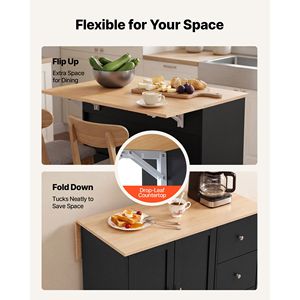 Carrito de Cocina con Almacenamiento, 42.4 Pulgadas de Ancho, Carrito Rodante Móvil con Ruedas Giratorias, 3 Cajones y Gabinete de MDF y Plástico - Product Image 4