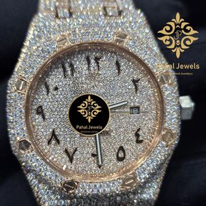 Reloj de Diamantes de Lujo Pahal Jewels para Mujer, Caja Redonda de Acero Inoxidable de 40 mm, Analógico, Mecánico, Automático, Correa de Cristal de Zafiro - Product Image 5