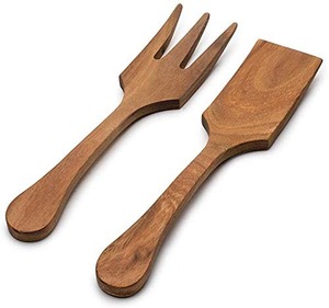 FAIZA CRAFT Juego de Servidores de Ensalada de Madera Ecológicos con Logotipo Personalizado, Asas de Resina, Aptos para Microondas y Lavavajillas, Utensilios de Cocina - Product Image 1