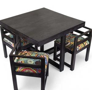 4-Seater Rectangular Cafe Dining <b>Table</b> | Solid Wood Dining <b>Table</b> <b>Space</b> <b>Saving</b> Restaurant & Hotel Dining Furniture - Product Image 1