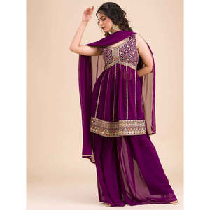 Women's Party Wear Embroidery Thread & Sequins Work <b>Suit</b> Set - Product Image 4