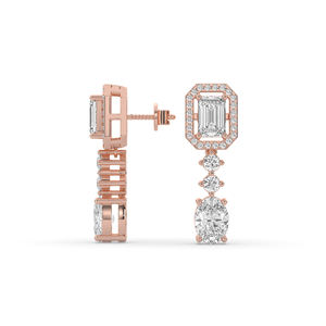 Boucles d'oreilles en or 14 carats et 10 carats avec diamants de laboratoire 3,10 carats, taille émeraude ovale brillant, légères, style unique, prix direct usine - Product Image 3