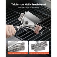 Brosse et grattoir de nettoyage pour barbecue en acier inoxydable de 17 pouces, sans poils, outils de nettoyage de qualité supérieure