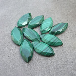 Pierre précieuse en malachite véritable, taillée en tablette, calibrée, à dos plat |   Pierre en forme de marquise pour la fabrication de bijoux, toutes tailles disponibles - Product Image 6