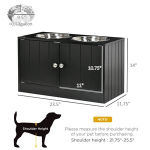 Stazione di Alimentazione Rialzata Nera per Animali Domestici con 2 Ciotole in Acciaio Inossidabile a Lenta Erogazione per Cani di Taglia Grande, Gatti e Altri Animali Domestici di Grossa Taglia - Product Image 3