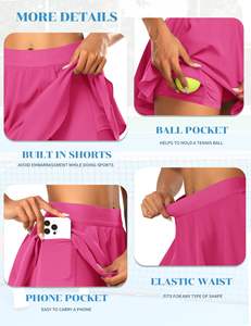 Falda de tenis flexible, ligera, transpirable, con ventilación, que absorbe la humedad y se seca rápidamente para mujeres y niñas. - Product Image 5